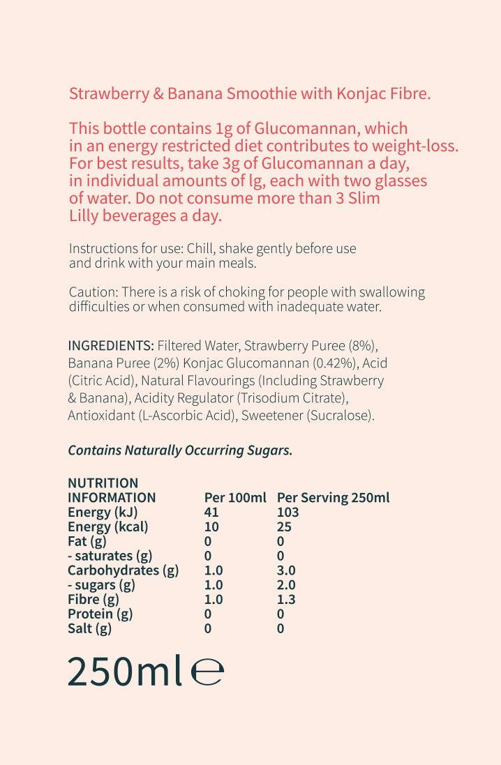 Box of Slim Lilly Strawberry & Banana Smoothie 4x250 ml