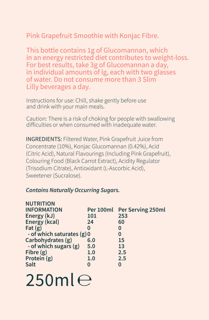 Box of Slim Lilly Pink Grapefruit Smoothie 4x250 ml