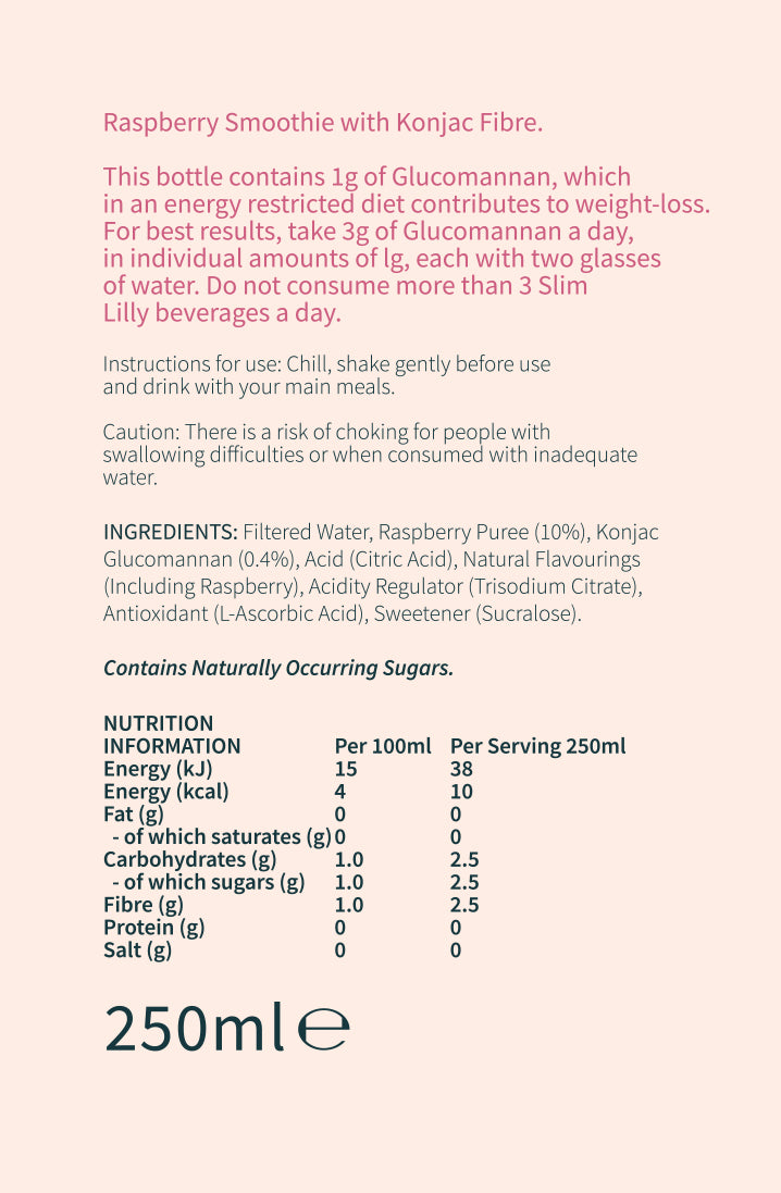 Box of Slim Lilly Raspberry Smoothie 4x250 ml