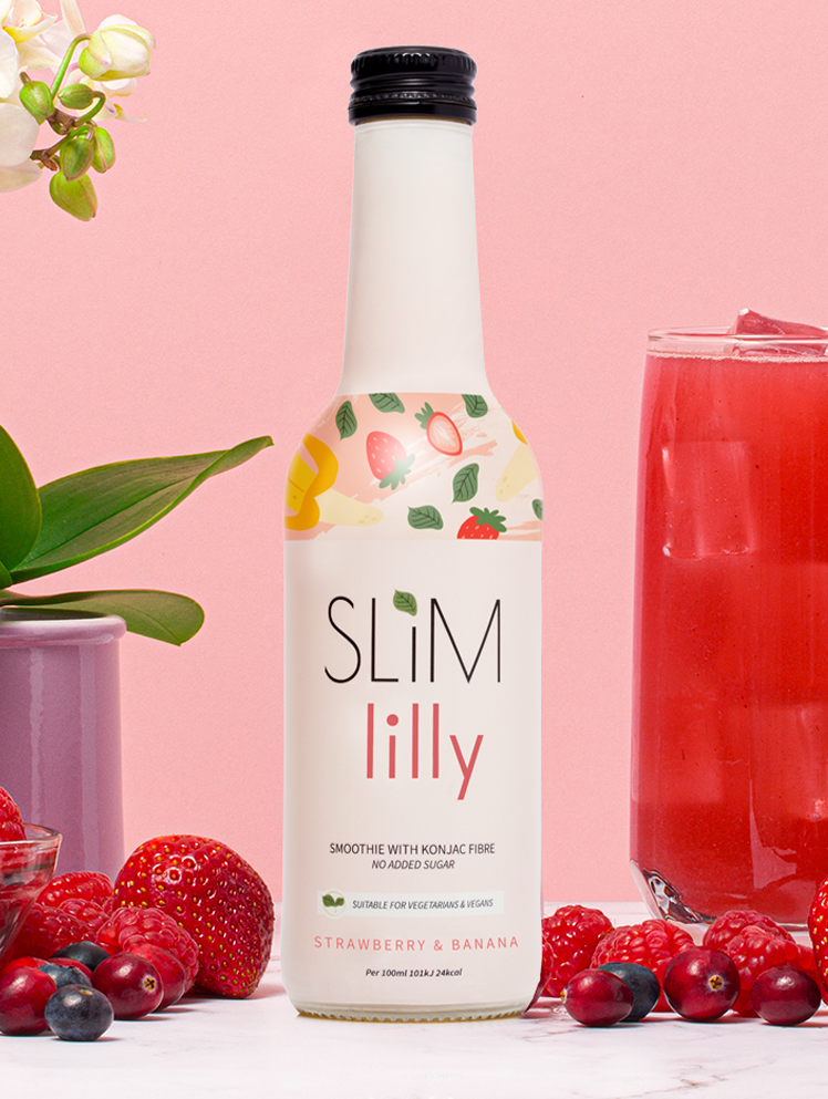 Box of Slim Lilly Strawberry & Banana Smoothie 4x250 ml