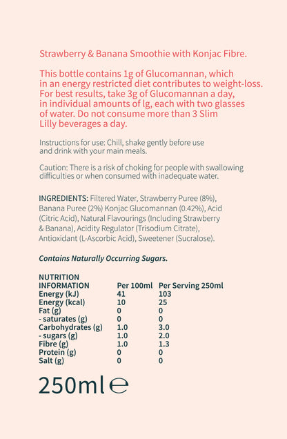Box of Slim Lilly Strawberry & Banana Smoothie 6x250 ml